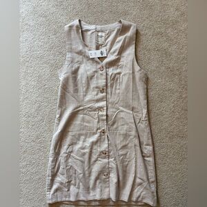 Linen Abercrombie & Fitch Light Tan V-Neck Dress